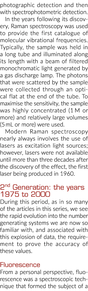 photographic detection and then with spectrophotometric detection  In the years following its discovery, Raman spectr   