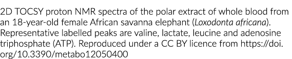 2D TOCSY proton NMR spectra of the polar extract of whole blood from an 18-year-old female African savanna elephant (   
