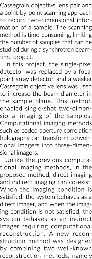 Cassegrain objective lens pair and a point-by-point scanning approach to record two-dimensional information of a samp   