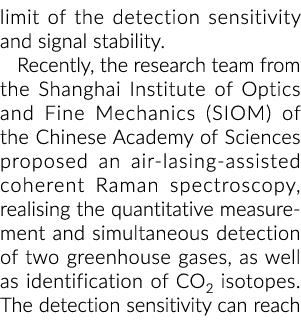 limit of the detection sensitivity and signal stability  Recently, the research team from the Shanghai Institute of O   