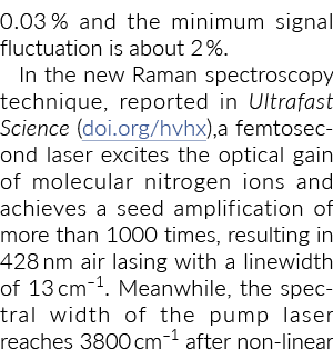 0 03 % and the minimum signal fluctuation is about 2 %  In the new Raman spectroscopy technique, reported in Ultrafas   