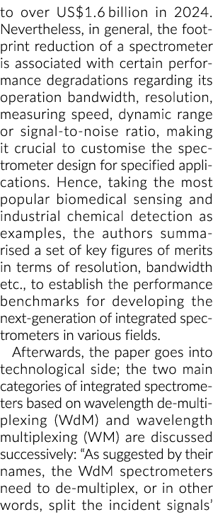 to over US 1 6 billion in 2024  Nevertheless, in general, the footprint reduction of a spectrometer is associated wit   