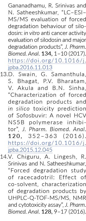 Gananadhamu, R  Srinivas and N  Satheeshkumar,  LC ESI MS MS evaluation of forced degradation behaviour of silodosin:   