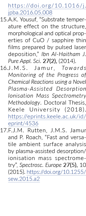 https:  doi org 10 1016 j jpba 2016 05 008 15  A K  Yousuf,  Substrate temperature effect on the structure, morpholog   