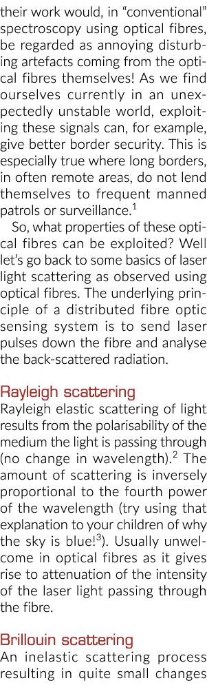 their work would, in “conventional” spectroscopy using optical fibres, be regarded as annoying disturbing artefacts c...
