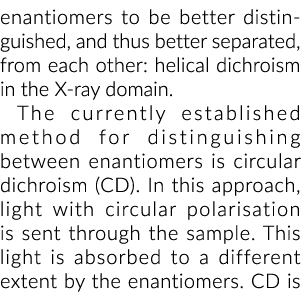 enantiomers to be better distinguished, and thus better separated, from each other: helical dichroism in the X-ray do...