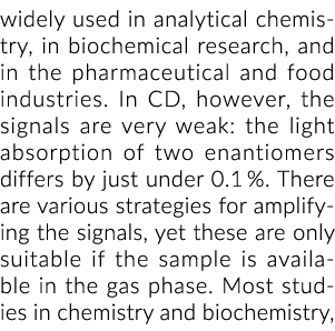 widely used in analytical chemistry, in biochemical research, and in the pharmaceutical and food industries. In CD, h...