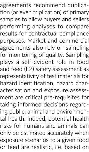 agreements recommend duplication (or even triplication) of primary samples to allow buyers and sellers performing ana...