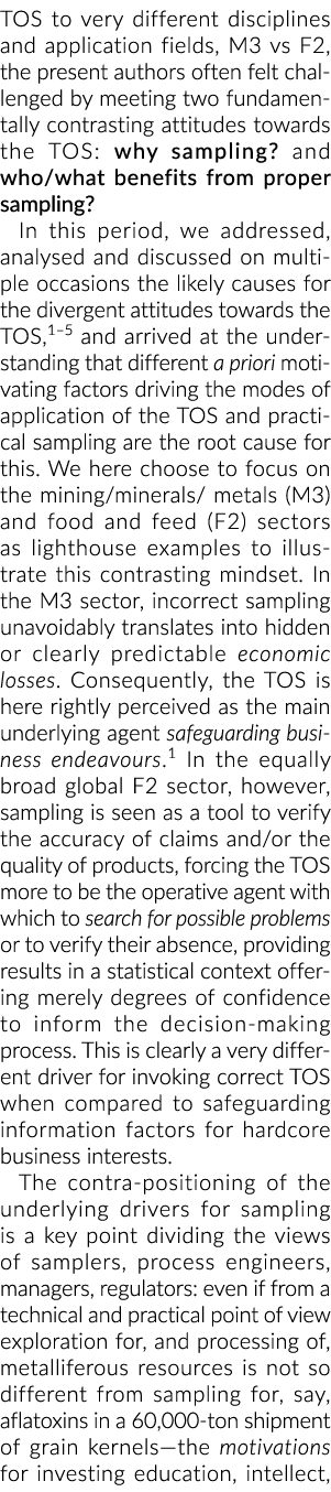 TOS to very different disciplines and application fields, M3 vs F2, the present authors often felt challenged by meet...