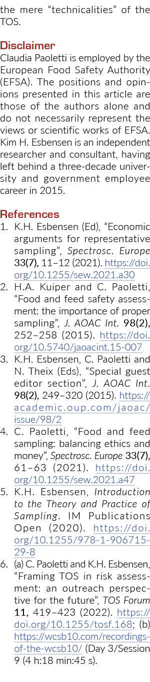 the mere “technicalities” of the TOS. Disclaimer Claudia Paoletti is employed by the European Food Safety Authority (...