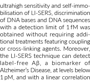 ultrahigh sensitivity and self immobilisation of LI SERS, discrimination of DNA bases and DNA sequences with a detect...