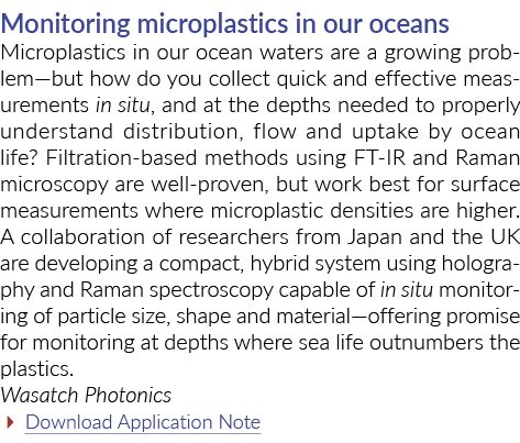 Monitoring microplastics in our oceans Microplastics in our ocean waters are a growing problem—but how do you collect...