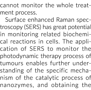cannot monitor the whole treatment process. Surface enhanced Raman spectroscopy (SERS) has great potential in monitor...