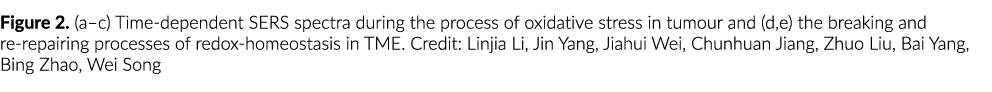 Figure 2. (a–c) Time dependent SERS spectra during the process of oxidative stress in tumour and (d,e) the breaking a...