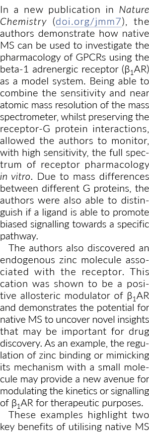 In a new publication in Nature Chemistry (doi.org/jmm7), the authors demonstrate how native MS can be used to investi...