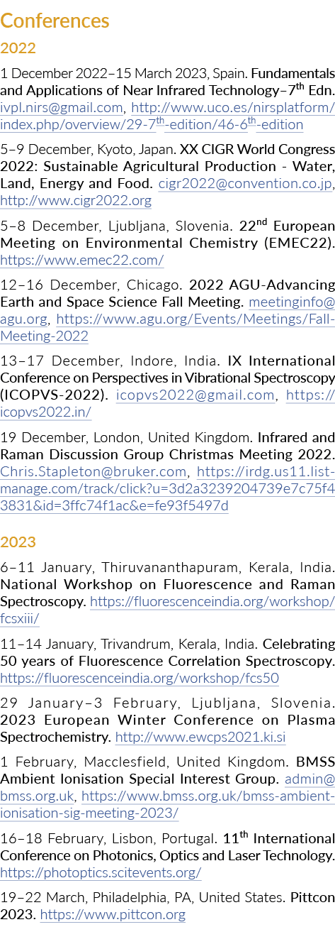 Conferences 2022 1 December 2022–15 March 2023, Spain. Fundamentals and Applications of Near Infrared Technology–7th ...