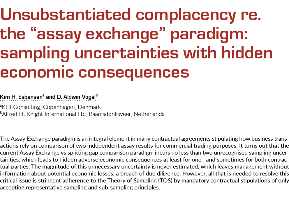 Unsubstantiated complacency re. the “assay exchange” paradigm: sampling uncertainties with hidden economic consequenc...