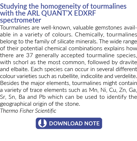 Studying the homogeneity of tourmalines with the ARL QUANT’X EDXRF spectrometer Tourmalines are well known, valuable ...
