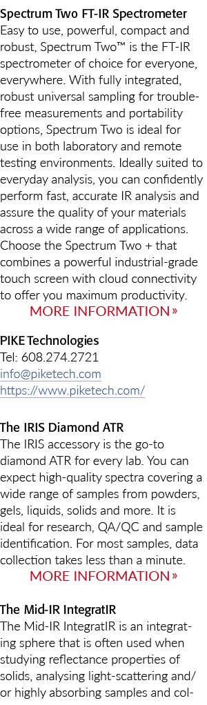 Spectrum Two FT IR Spectrometer Easy to use, powerful, compact and robust, Spectrum Two™ is the FT IR spectrometer of...