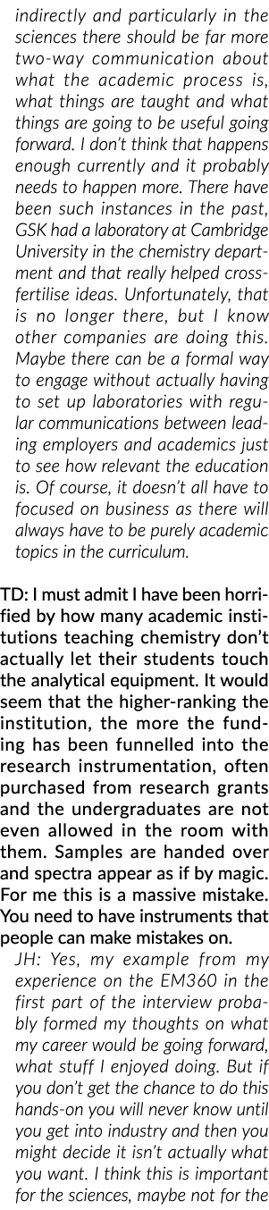 indirectly and particularly in the sciences there should be far more two way communication about what the academic pr...