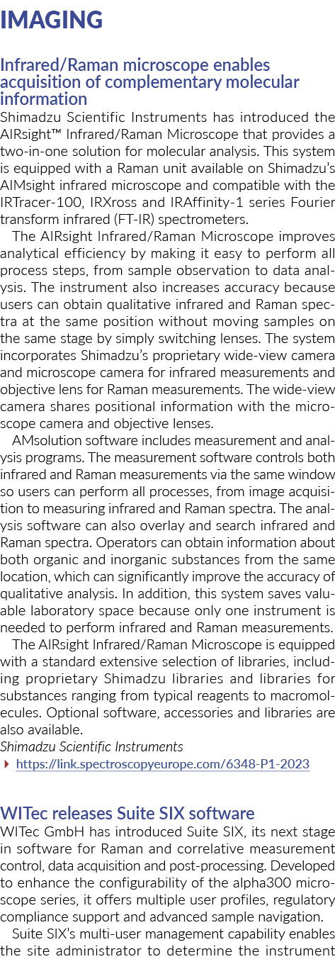 Imaging Infrared/Raman microscope enables acquisition of complementary molecular information Shimadzu Scientific Inst...