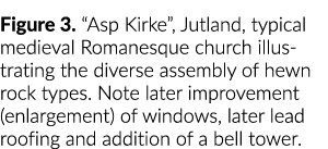 Figure 3. “Asp Kirke”, Jutland, typical medieval Romanesque church illustrating the diverse assembly of hewn rock typ...