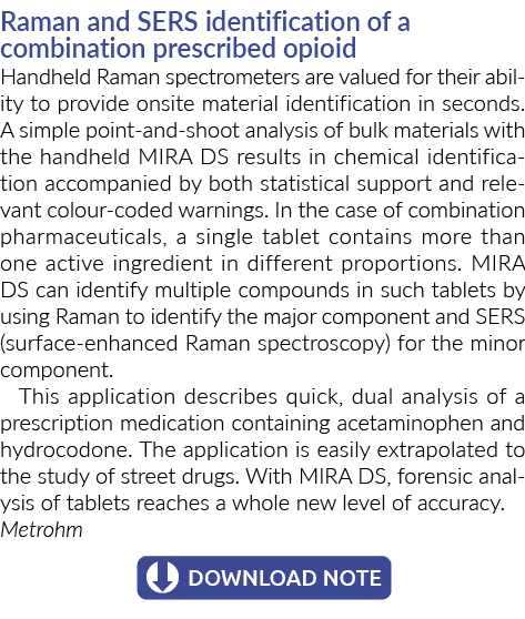 Raman and SERS identification of a combination prescribed opioid Handheld Raman spectrometers are valued for their ab...