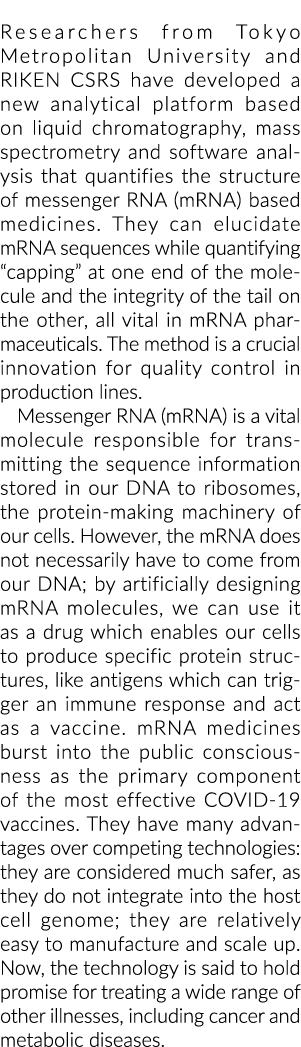 Researchers from Tokyo Metropolitan University and RIKEN CSRS have developed a new analytical platform based on liqui...