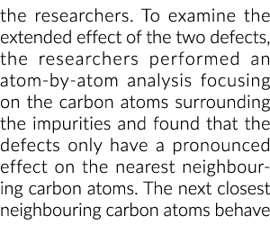 the researchers. To examine the extended effect of the two defects, the researchers performed an atom by atom analysi...