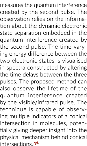 measures the quantum interference created by the second pulse. The observation relies on the information about the dy...