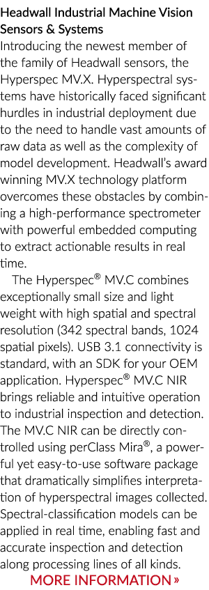 Headwall Industrial Machine Vision Sensors & Systems Introducing the newest member of the family of Headwall sensors,...