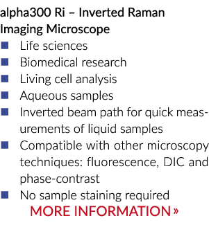 alpha300 Ri – Inverted Raman Imaging Microscope � Life sciences � Biomedical research � Living cell analysis � Aqueou...