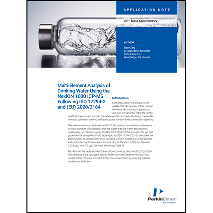 Multi-element analysis of drinking water | Spectroscopy Europe/World