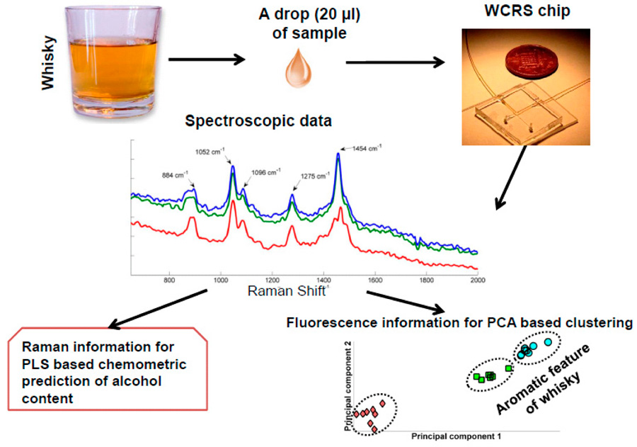 Onchip chemical fingerprinting of an analyte using both Raman