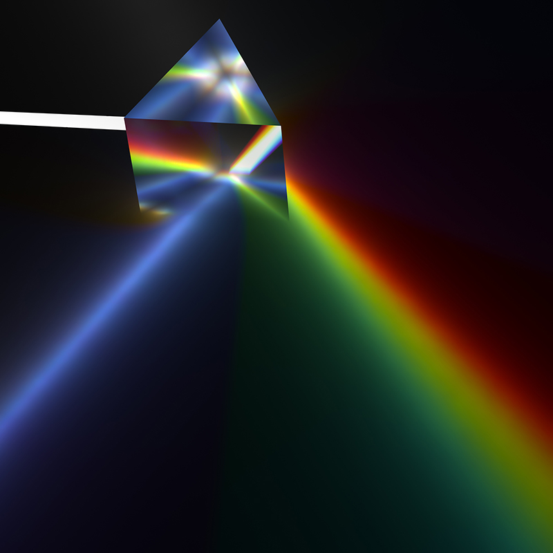 Image of a prism splitting light