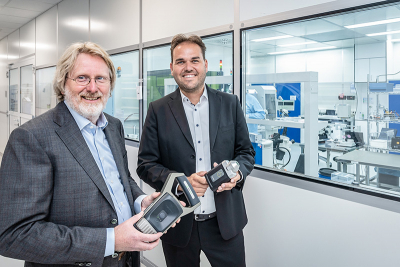 Photo of Henri Hekman, CEO and Founder of AgroCares, and Dr. Christian Nitschke, Director IR Sensing & Spectroscopy Solutions Business at trinamiX
