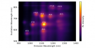 Plot of identified SWCNT structures from the excitation emission matrix